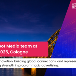 GeoSpot Media team at DMEXCO 2025 Cologne booth during the global digital marketing and programmatic advertising event, connecting with partners and clients from around the world.